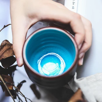 Japonų Keramikos Ledo Plyšių Mėlyna Glazūra Arbatos Gėrimo Vertus Retro Tiesiai Namų Vyno Taurės, puodeliai, puodelis puodelis
