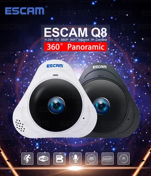 ESCAM Q8 360 Laipsnių Panoraminio vaizdo VR IP Kameros IR Naktinis Matymas, Judesio Aptikimas Domofonas Namų Saugumo stebėjimo kamerų Stebėti