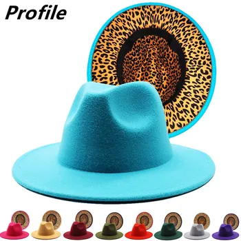 Ežero mėlyna fedora skrybėlę naujas leopard print skrybėlę reguliuojamas unisex skrybėlę fedora skrybėlę hip-hop skrybėlę orange džiazo žiemos skrybėlę шапка женская