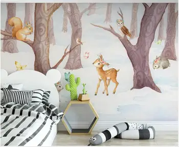 Custom freskos 3d sienos freskos ant sienos Paprastas animacinių filmų gyvūnų miškų vaikų kambarį, namų dekoro foto tapetai, sienų ir 3 d 4