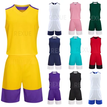 Custom Print Vyrams, Vaikams, Krepšinio Jersey Rinkiniai Vaikas Kolegijos sportiniai kostiumai Berankoviai Marškinėliai Šortai Kvėpuojantis Kostiumas Vyrų Krepšinio