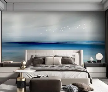 beibehang Custom Blue aliejaus tapybai paplūdimio Foto Tapetai, 3D Sienų tapetų Gyvenimo Kambario, Miegamasis Meno Namų Dekoro, Sienų Tapyba 1