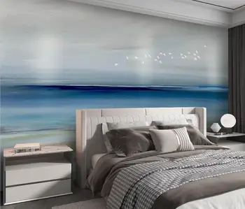 beibehang Custom Blue aliejaus tapybai paplūdimio Foto Tapetai, 3D Sienų tapetų Gyvenimo Kambario, Miegamasis Meno Namų Dekoro, Sienų Tapyba 2