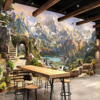 3D Tapetai Europos Stilius, Gamtos, Kraštovaizdžio Nuotraukos Sienų Freskomis Restoranas Kambarį Temą Viešbučio Interjero Dekoro Sienos Audiniu 3 D 1