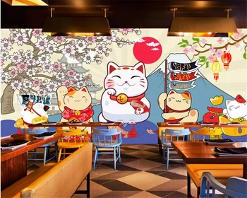 beibehang Užsakymą asmenybės 3d tapetai suši cherry blossom cute kačių, suši restorano virtuvės fone 3d tapetai, freskos