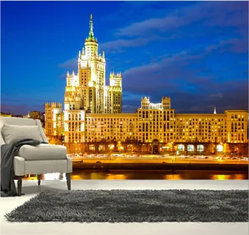 Custom 3D didelės freskos,gražus dangus blizgantis Maskvos namai de papel parede ,gyvenamasis kambarys su sofa-lova, TV wall miegamojo sienos popieriaus