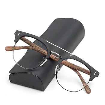 Derliaus Medienos Akinių Rėmeliai Vyrų Trumparegystė Eyeglases Receptinių Akinių Dioptrijos Optinis Kompiuteris Akinių Rėmai, akinių stiklai