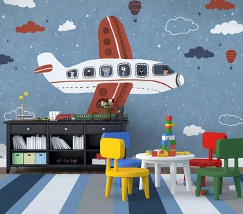 Bacal užsakymą 3D tapetai, freskos ranka-dažytos berniukas, vaikų kambario, miegamojo Amerikos animaciją lėktuvo fone sienų apdaila