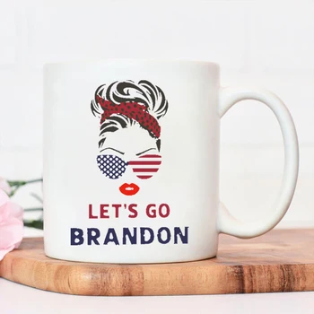 Let ' s Go Brandon Konservatorius Sulčių Taures JAV Vėliava Dovana, Keramikos Puodelius Moterų Mados Puodelius su Big Handrip Perdirbamų Puodelio Vandens